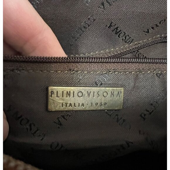 Plinio Visona Italy Classic Minimalist‎ Toffee Brown Pebble Leather Hobo Bag - Picture 10 of 11